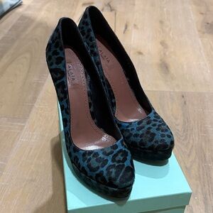 Alaia Black and Blue Animal Print Heels